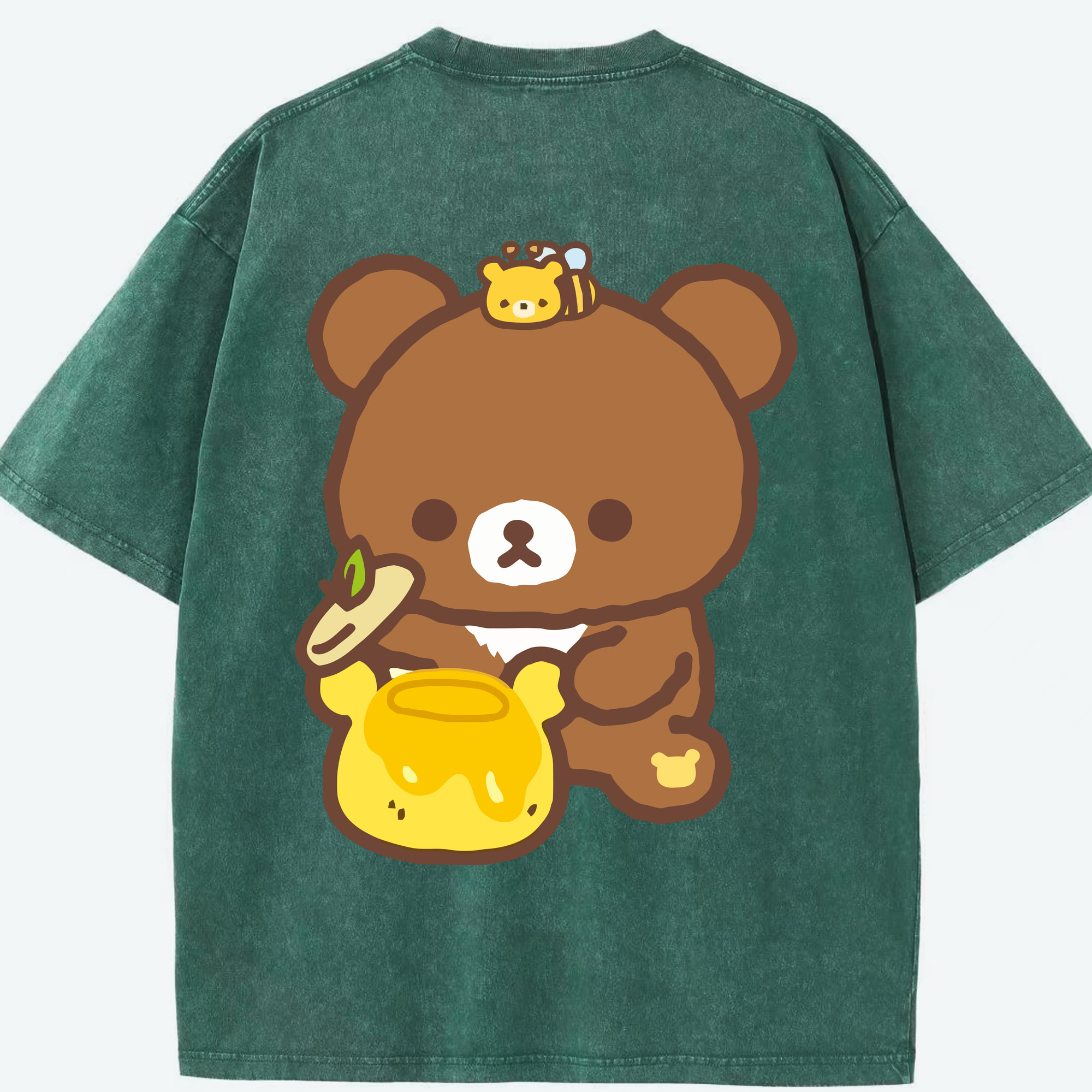 （画像用） リラックマ リラックマ キイロイトリ Rilakkuma Korilakkuma Kiiroitori 綿100% ヴィンテージ風 半袖Tシャツ（背面プリント）